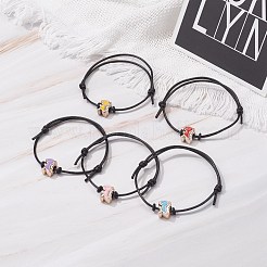 女性のための恐竜アクリルエナメルビーズ調節可能なコードブレスレット  ミックスカラー  内径：1-7/8~3-3/8インチ（4.8~8.5cm）&nbsp;BJEW-JB07048