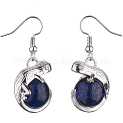 Pendientes colgantes de camaleón de piedras preciosas con rhinestone de cristal.&nbsp;EJEW-A092-10P