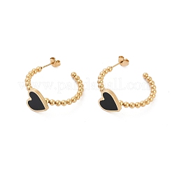 Серьги-гвоздики в форме сердца из нержавеющей стали 304 с вакуумным покрытием EJEW-R002-05G