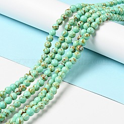 Синтетических нитей бирюзовые бусы&nbsp;TURQ-H038-6mm-XXS10