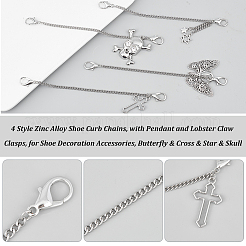 4 шт. 4-х стилевые цепи для крепления обуви из цинкового сплава&nbsp;FIND-PH0007-37