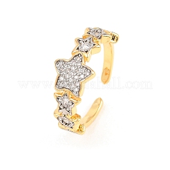 Messing Micro Pave klare Zirkonia Manschette offene Ringe&nbsp;RJEW-T028-01A-G