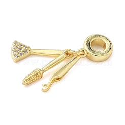 Латунные микро-паве прозрачные кубические цирконии стоматологические европейские подвески-шармы KK-Z120-55G-01