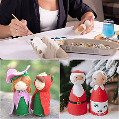 24 шт. 2 стиля незаконченных деревянных кукол-прищепок для украшения витрины&nbsp;DJEW-GL0005-06