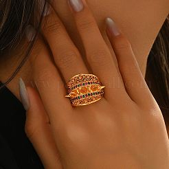 Геометрические полые латунные микропаве кубические цирконии регулируемые кольца для женщин&nbsp;GM7706-3