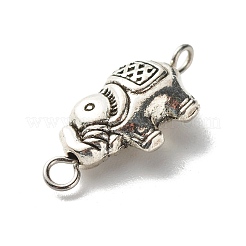 チベット風合金象ビーズリンク  304ステンレススチールアイピン付き  アンティークシルバー  28x8x5mm  穴：1.8x1.4mm&nbsp;PALLOY-JF00951
