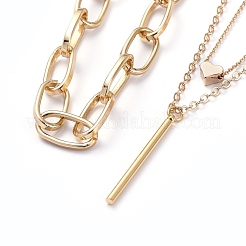 Conjuntos de collares de cadena y de doble capa&nbsp;NJEW-JN02780-02