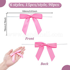 90 шт. 6 стиля полиэстеровая упаковочная лента бант&nbsp;AJEW-GA0008-14