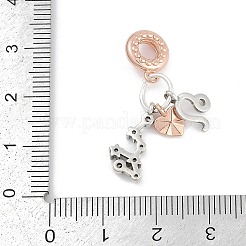 キュービックジルコニアのヨーロッパビーズ付き真鍮ペンダント  十二星座  レオ  29.5~35.5mm&nbsp;LS-KK-Q015-01G