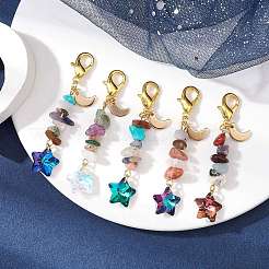 Украшение из гальванического стекла в форме звезды&nbsp;HJEW-JM01589