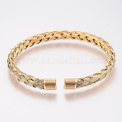 Ионное покрытие (ip) 304 нержавеющая сталь браслеты-манжеты браслеты с крутящим моментом&nbsp;X-BJEW-H570-27G