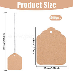 500 шт. пустые ценники из крафт-бумаги со шнуром CDIS-WH0027-17