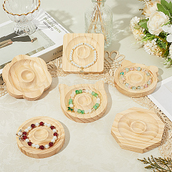 6 шт. 6 стиля бука деревянный ювелирный браслет кольцо дисплей держатель лоток ODIS-BBC0001-03B