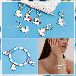 Кулон из сплава эмали в виде единорога с замком маркеры петель HJEW-AB00051