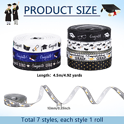 7 рулон 7-цветной полиэстеровой репсовой ленты с принтом «Поздравления»&nbsp;OCOR-PH0004-39