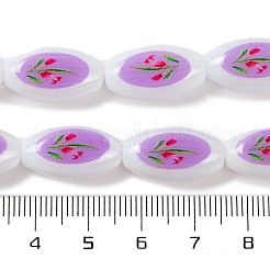 Печать стеклянных овальных бусин для изготовления ожерелья и браслетов&nbsp;GLAA-B020-01A-06