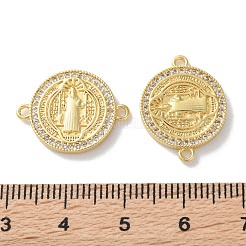Connecteur de charme saint benoît en laiton plaqué or et zircone cubique&nbsp;KK-C084-01G-G