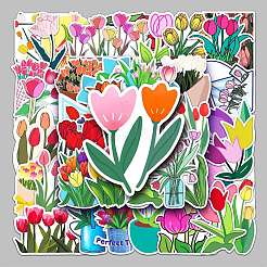 50 шт. тюльпан рисунок водонепроницаемые ПВХ пластиковые наклейки для скрапбукинга&nbsp;LS-STIC-PW0001-365