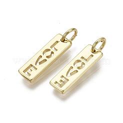 真鍮チャーム  丸カン付き  ニッケルフリー  単語の愛の長方形  18KGP本金メッキ  16x5x1.5mm  穴：3mm&nbsp;LS-KK-R133-049G-NF