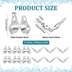 600 шт. 2 стиля 304 нержавеющая сталь гладкая поверхность наконечников бусин STAS-ME0002-24