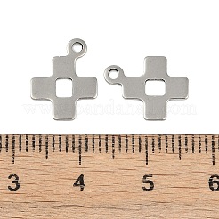 変色しない201ステンレススチールチャーム  クロスチャーム  ステンレス鋼色  13x10x1mm  穴：1.4mm&nbsp;STAS-C108-28P