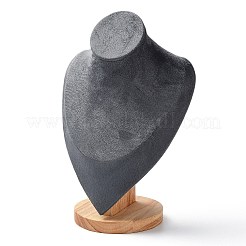 Espositori per collane con busto in velluto con base in legno&nbsp;ODIS-Q041-02C-01