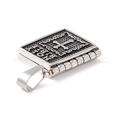 教師の日のための304ステンレススチールペンダント  本  アンティークシルバー  27.5x20.5x6mm  穴：5x9.5mm&nbsp;STAS-M299-03AS