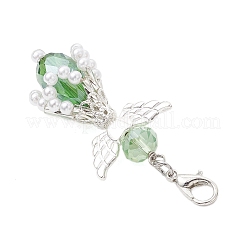 Подвеска в виде ангела из стекла и пластика ABS с имитацией жемчуга&nbsp;HJEW-JM03521-02