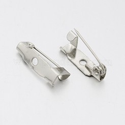 鉄のブローチは、1穴と安全キャッチバーピンをバックピン  プラチナ  15x4x5mm  穴：2mm&nbsp;A-IFIN-A171-04A
