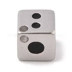 変色防止304ステンレススチールチャーム  エナメル  サイコロチャーム  ステンレス鋼色  12x12x12mm  穴：2mm&nbsp;STAS-G346-04P