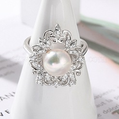 925 регулируемое кольцо из родированного серебра для женщин RJEW-M065-01P