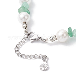 3 bracciale con perline rotonde in scaglie di pietre preziose naturali e conchiglie di vetro&nbsp;BJEW-JB12317