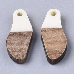 Pendentifs en résine opaque et bois de noyer ciré&nbsp;RESI-T035-09-A08
