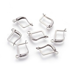 変色しにくい304ステンレススチール製フープピアス金具、ラッチバック留め  ステンレス鋼色  15~16x13~13.5x2mm  穴：1.6mm  ピン：0.6x1mm&nbsp;X-STAS-F188-06P