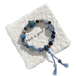 Браслеты ручной работы из фарфора и хлопкового шнура с бусинами в форме звезд&nbsp;FS-WGEFA71-01