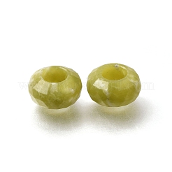天然なレモンジェイドヨーロッパのビーズ  大穴ビーズ  多面カット  ロンデル  13x7.5mm  穴：6mm&nbsp;GG-NH0003-A15