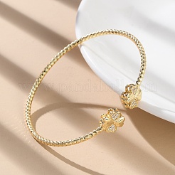 Прозрачный кубический цирконий открытый браслет-манжета&nbsp;BJEW-G737-01G-05