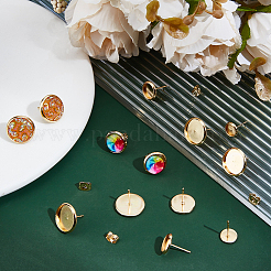 80 шт. 4 стиля плоских круглых сережек-гвоздиков из нержавеющей стали 304&nbsp;STAS-BBC0006-43