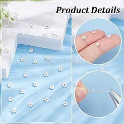 30 個 925 スターリングシルバービーズ  粒状ビーズ  銀色のメッキ  花  銀  4x1mm  穴：1mm&nbsp;STER-GO0001-42