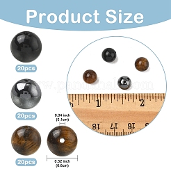 60 шт. 3 вида круглых бусин из натурального тигрового глаза&nbsp;G-YW0002-73