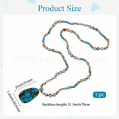 Colliers pendentifs en forme de larme en jaspe impérial synthétique teinté&nbsp;NJEW-WH20816-003