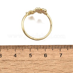 Латунные кольца-манжеты с микропаве и прозрачным цирконием для женщин&nbsp;RJEW-H247-20G