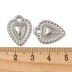 変色しない304ステンレススチールペンダント  ハートチャーム  ステンレス鋼色  19.5x15x2.5mm  穴：2.1mm&nbsp;LS-STAS-N103-120P