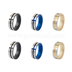 6 шт. 3 стильных гладких кольца из нержавеющей стали&nbsp;RJEW-CF0001-01
