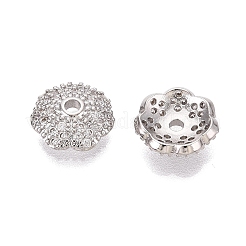 Capuchons de perles en zircone cubique transparent micro pave en laiton&nbsp;KK-Q071-17P-02