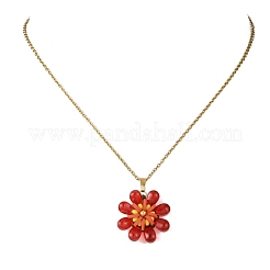 Colliers avec pendentif en forme de fleur en verre&nbsp;NJEW-MZ00119-02