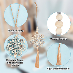 10 шт. 5-х цветный деревянный подвесной декор HJEW-DR00097