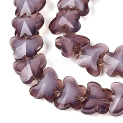 オペークガラスビーズ連売り  蝶  多面カット  オールドローズ  7.5~8x9.5~10x5~5.5mm  穴：0.9~1mm  約100~101個/連  27.56~27.95インチ（70~71cm）&nbsp;GLAA-N073-01I