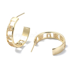 Серьги-гвоздики из латуни с микропаве и цирконием «пустое слово» EJEW-D098-05G