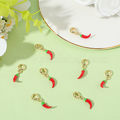 8 шт. латунные красные эмалевые подвески в виде растений в европейском стиле OPDL-BBC0001-03G-01